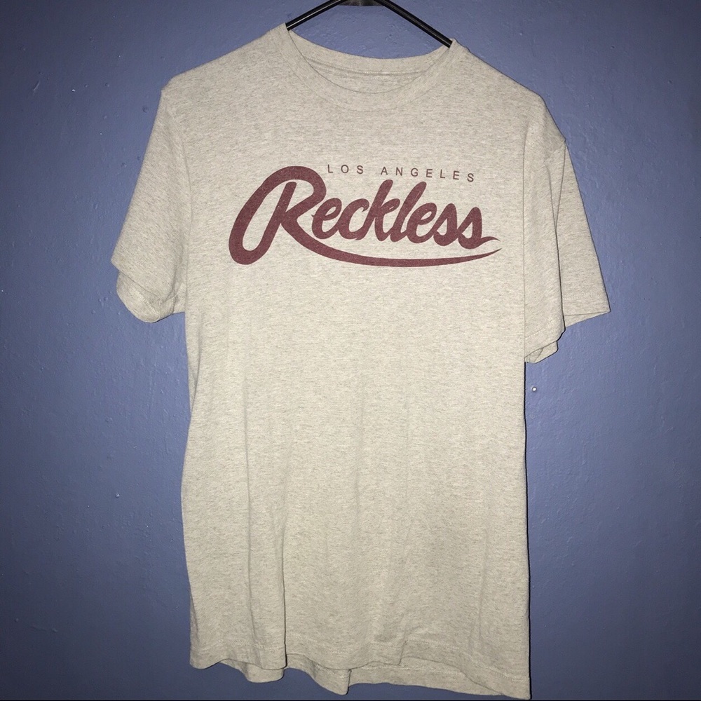 Young & Reckless grey T-shirt with Red lettering
